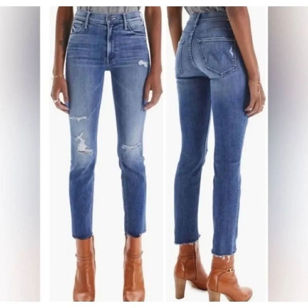 MOTHER The Dazzler Mid Rise Ankle Straight Jeans in Weekend Warrior size 32